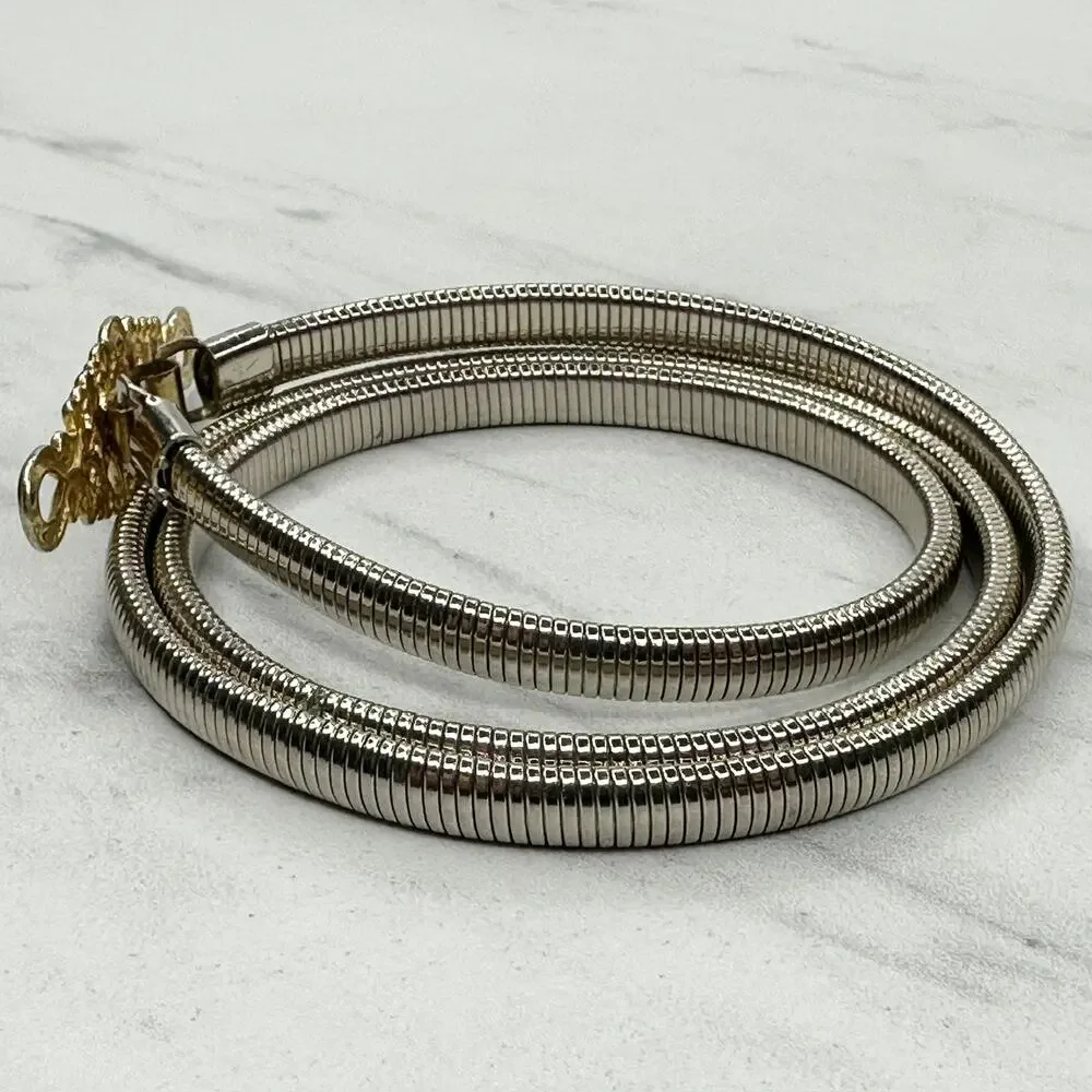 Vintage Gold Tone Coil Stretch Cinch Belt Small (S) ✨